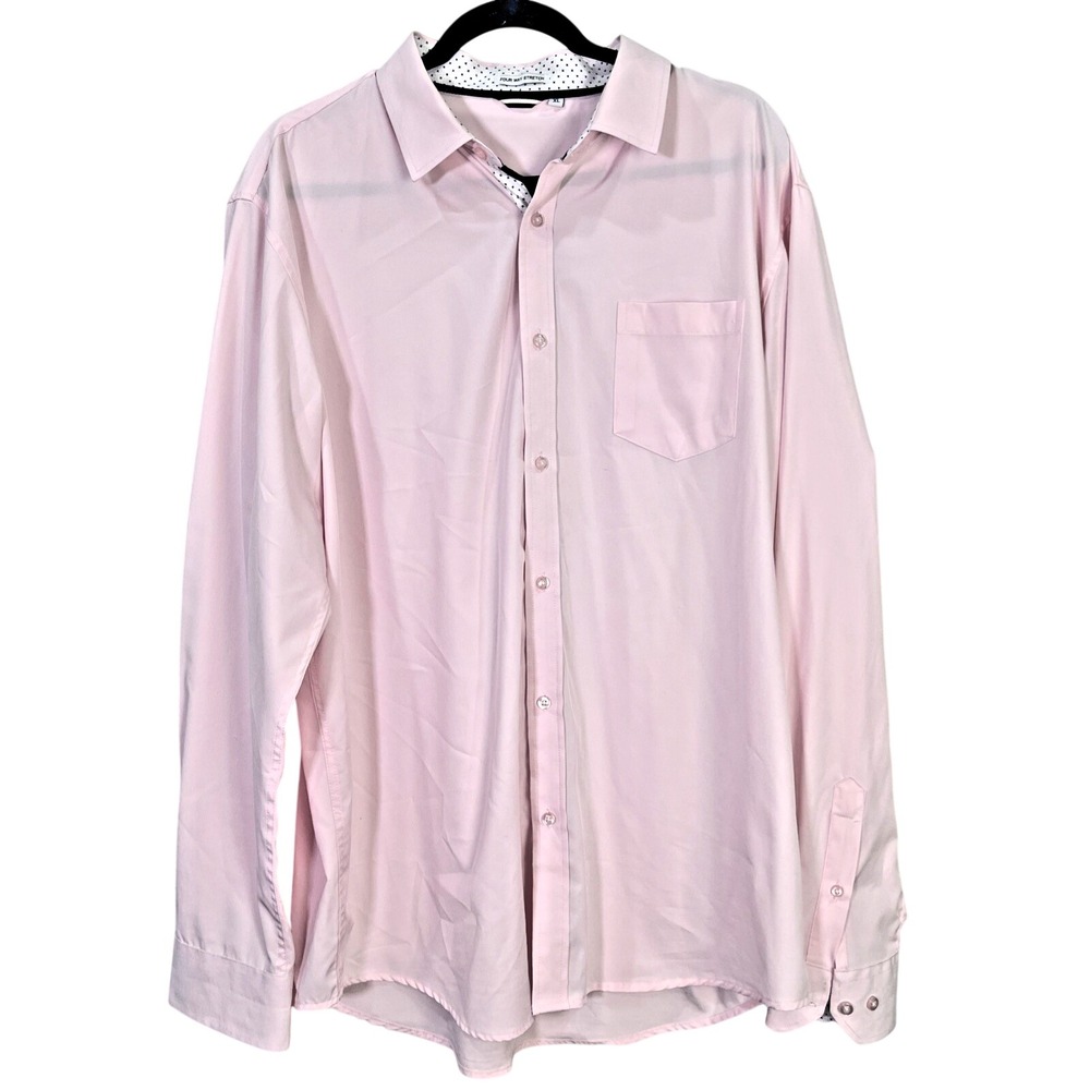 Four Way Stretch Mens Button Down Shirt XL Light‎ Pink Long Sleeve Dress Formal